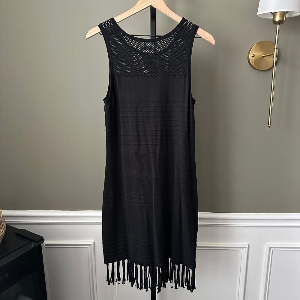 Tommy Bahama Hi Neck Lightweight Sweater Dress Coverup Medium Black NWT - Picture 4 of 5